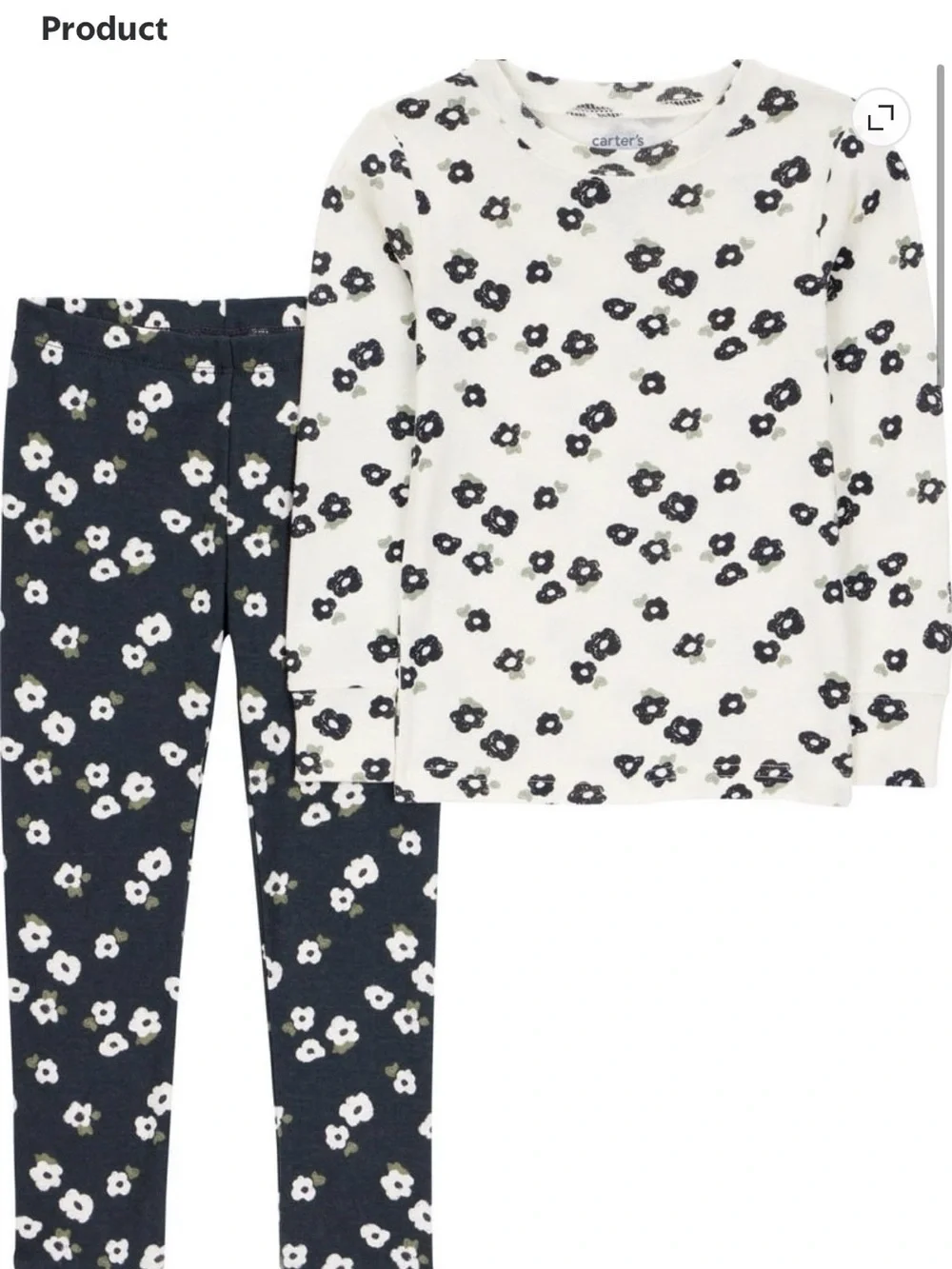 Carter's Black & White Floral Pajama Set